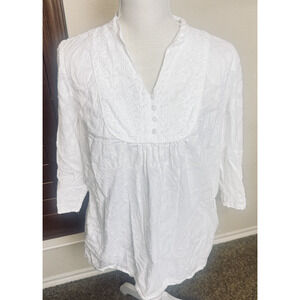 The Webster Miami Target embroidered white top blouse Eyelet Lace 100% cotton L